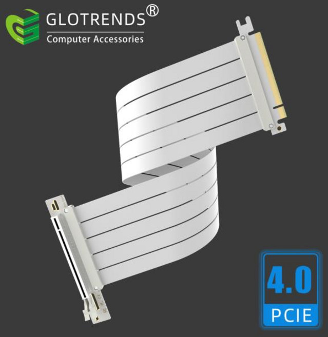 PCIE 4.0 라이저 케이블 흰색 GeForce RTX 40/30 시리즈 및 AMD Radeon RX7000/RX6000 시리즈와 호환, 03 100mm, 1개