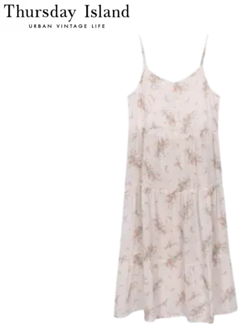 [백화점발송] 써스데이아일랜드 원피스 슬리브리스 티어드 휴양지룩 여행 데이트룩 데일리 가을