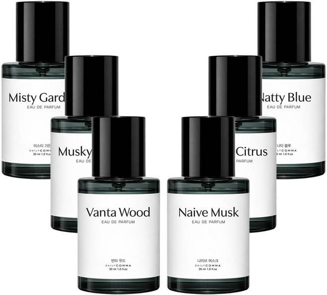 데일리콤마 오 드 퍼퓸 30ml 남자향수 6종세트, 6개, 1세트