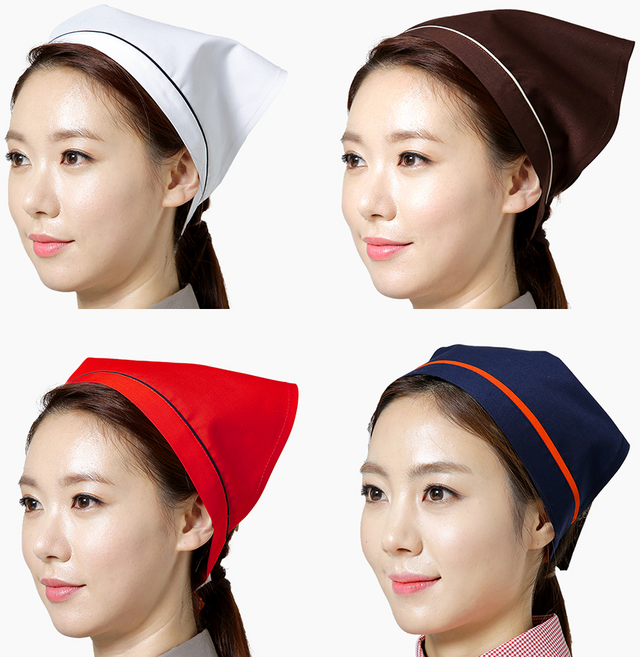 머리스카프 벨크로 (찍찍이) 위생스카프 두건 조리 식당 서빙 삼각스카프, 1개, B01. 적곤줄 머리 벨크로 스카프
