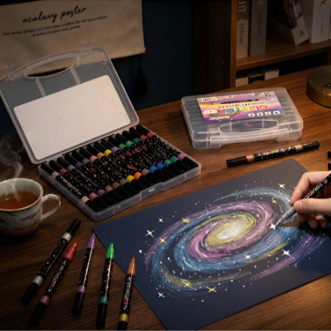 퐁포잇 반짝이 사인펜 글리터 펄 마카펜 세트, 48개, 혼합컬러