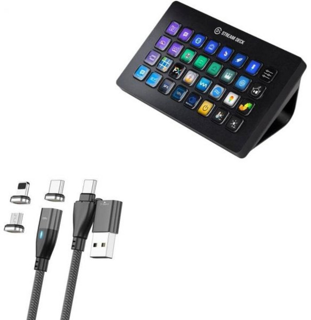 BoxWaveElgato Stream Deck XL과 호환되는 케이블 MagnetoSnap PD AllCharge 100W Magnet 충전 USB TypeC Micro Jet, 엘가토 스트림 데크 XL과 호환되는 박스웨이브 케이블