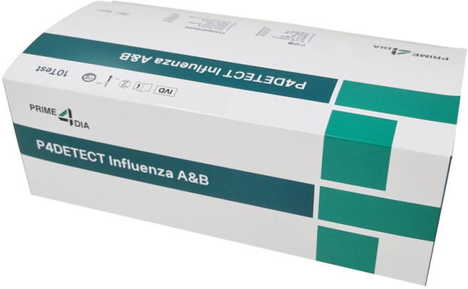 P4DETECT 독감키트 10회분 A형 B형 독감검사 병원 진단 키트 전문가용 인플루엔자, 1개, 10개입