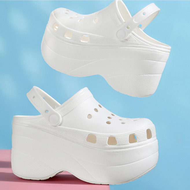 재리니 EVA 10cm 키높이 펀칭 아쿠아 통굽 슬리퍼 네일샵 미용실 슬리퍼 캐주얼 여자굽슬리퍼 RS-S077