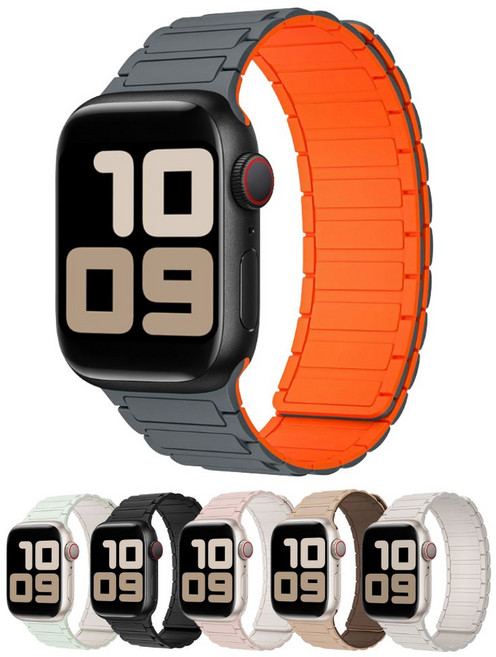 나벤토 애플워치 실리콘 스트랩 스포츠 마그네틱, 1개, 오렌그레이