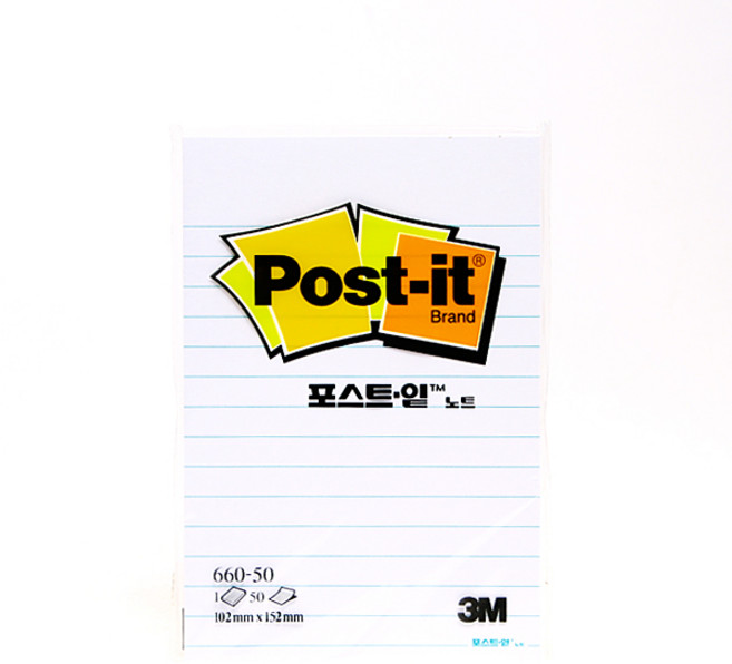 3M Post-it 포스트잇 660-50 라인 흰색 -102x152mm, 1세트, 1매, 상품명참조