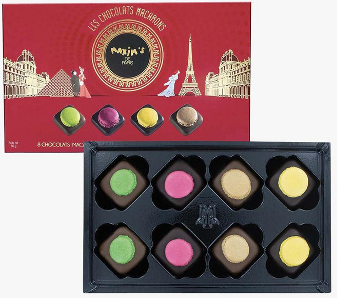 프랑스 맥심 드 파리 Maxim’s de Paris 8 Chocolates Macarons 마카롱 초콜릿 모듬 셀렉션 80g, 3개