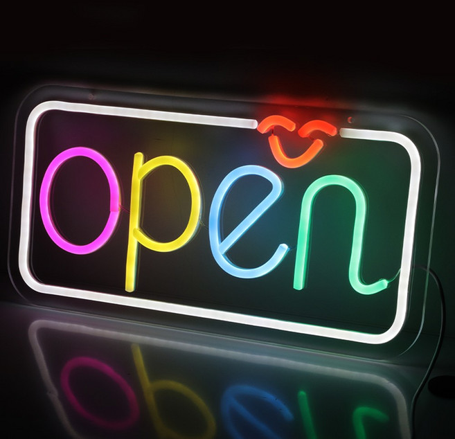 LED 네온사인 간판 open 40x20 cm 장식등 무드등 밝기 조절 가능, BF-5V007