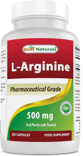 Best Naturals L-아르기닌 500mg 250캡슐, 성인, 알약/캡슐, 1개, 250정 - 쿠팡