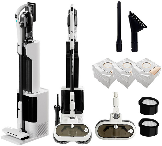 최신형 차이슨 AI 자동 충전 먼지 비움 올인원 스마트 타워 무선청소기, AI TOWER 청소기 + 물걸레키트