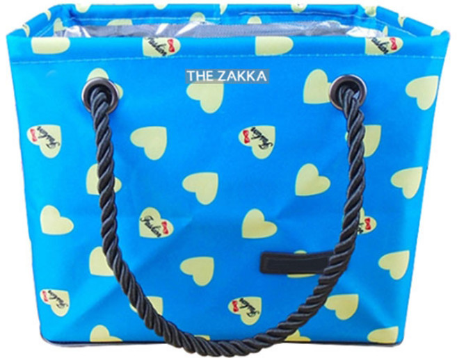 더자카 하트도트 패턴 목욕가방, 1개, 블루