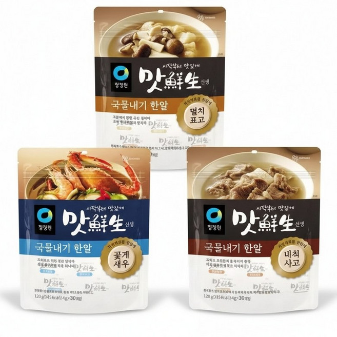 청정원 맛선생 코인 육수 링 멸치표고 꽃게새우 한우양지 세트, 1세트, 1g
