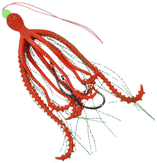 틴셀+타코웜 대구라바 훅세트 24호 UV 야광 대구낚시 채비, 1개, 블루웜+핑크틴셀