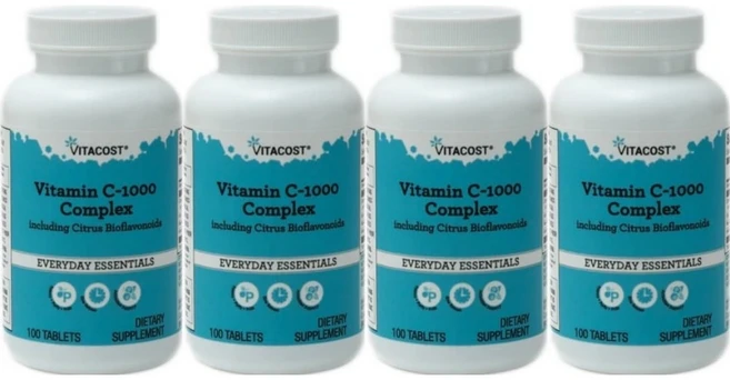 비타코스트 비타민 C 1000 콤플렉스 감귤 바이오플라보노이드 1000mg, 100정, 100정, 4팩 - 쿠팡