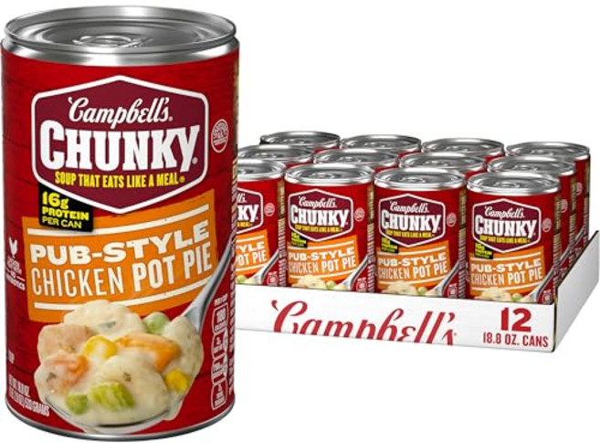 캠벨 청키 수프 펍 스타일 치킨 팟 파이 수프 532.9 Campbell's Chunky Soup Pub-Style Chicken Pot Pie Soup 18.8 oz Ca, 1.433kg, 1개