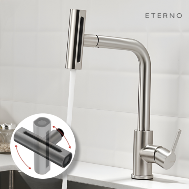 에떼르노 폭포수전 카시아 주방 수전 G7-NBM(4way) 싱크대 수도꼭지 교체, 1개