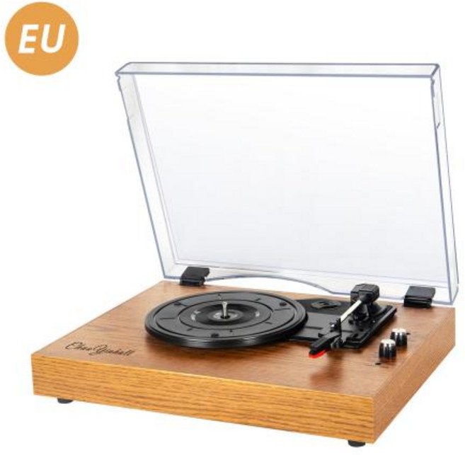 레트로 블루투스 LP 플레이어 턴테이블 빈티지 휴대용 비닐 음악 33 45 78RPM, 4.Yellow EU, 2)Yellow EU