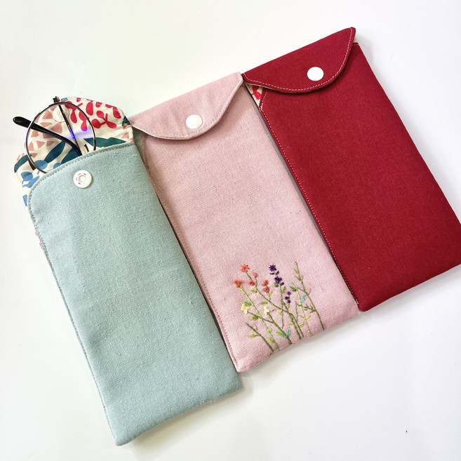 소소수 린넨면 패브릭 안경집 선글라스 케이스 다용도 파우치 천아트 자수 반제품