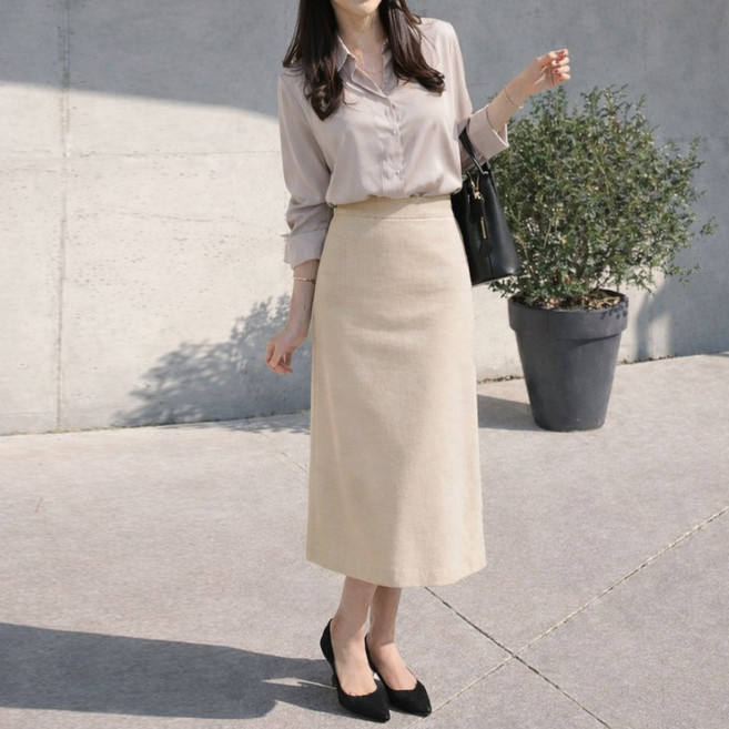 예쁜핏 H라인 롱스커트 55~100 빅사이즈 h라인 스커트 여성 정장치마