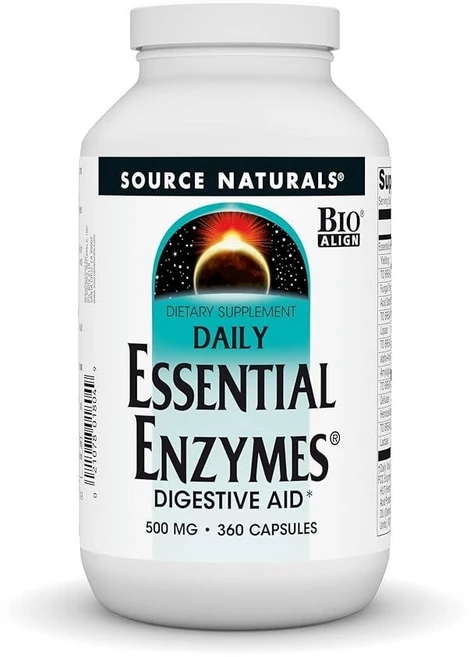 Source Naturals Essential Enzymes 다중 효소 보충제, 1개, 360정 - 쿠팡