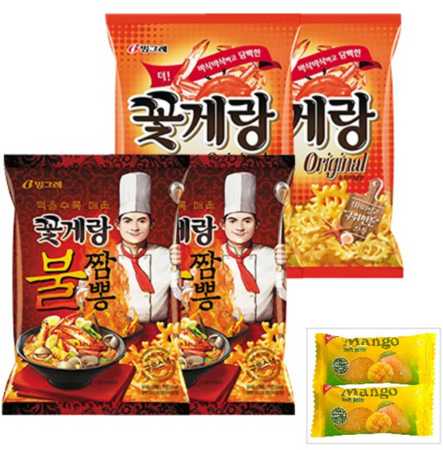 빙그레 꽃게랑 + 꽃게랑 불짬뽕 (+쥬시젤리2개증정), 140g, 2세트