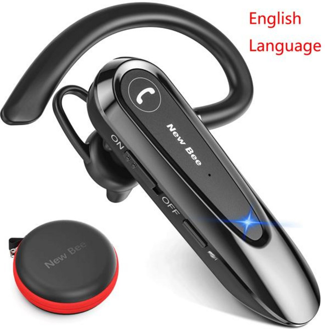 골전도보청기 노인보청기 소리증폭기 새로운 Bee B45 Bluetooth 5.0 헤드셋 무선 이어폰 CVC8.0 운전용 듀얼 마이크 이어 버드가있는 소음 감소 헤드폰, [01] English Black Bag, 1개