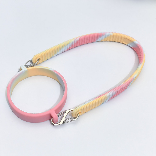 실리콘 텀블러 스트랩 휴대용 물병 캐리어 고리, 1개, 핑크옐로우