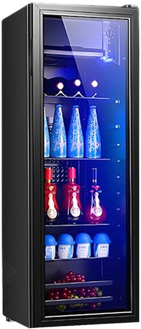 BC-198 198L 強化玻璃門板 7段溫控 110V 電壓 直冷式 家用冰箱, 198L黑色冷藏冰箱【冷藏+微冷冻+氛围灯】