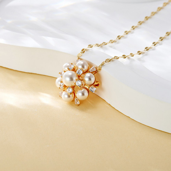 에바주얼리 부케 브로치 겸용 펜던트 선물추천 14k 18k 진주 목걸이