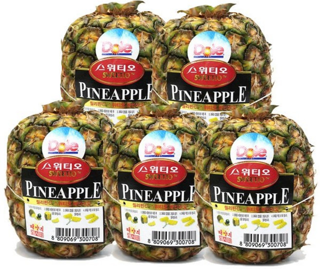 Dole 스위티오 잎뗀 파인애플 (5수), 680g, 5개