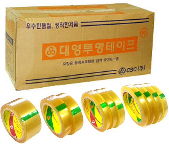 대영 투명 테이프 길이45M 폭 12mm 16mm 24mm 48mm 박스단위/ 물레방아용 박스테이프 000039, 폭24mm 100롤
