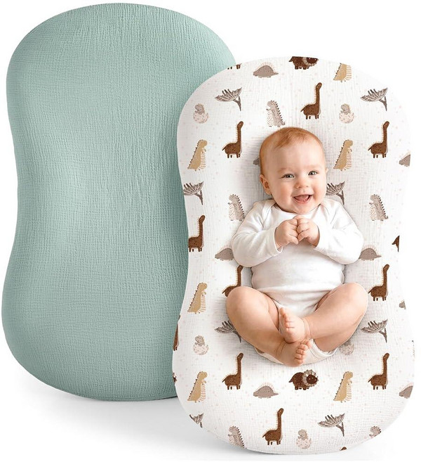 Termichy Baby Lounger Cover Muslin: Soft Cotton Slipcover for Snuggle Me Lounger - Removable & Mac