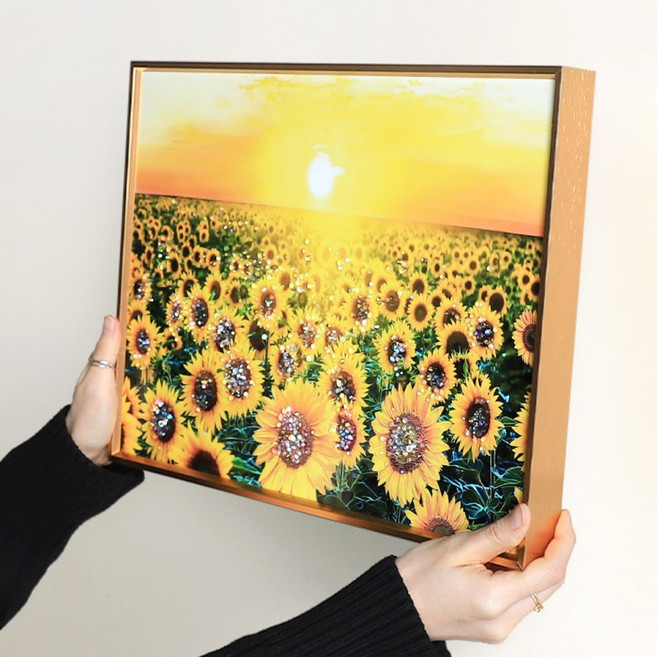 돈들어오는 풍수 인테리어 황금 보석 해바라기 액자 30x40 7종, 큐빅 액자 40x30 (청사과 세로형)