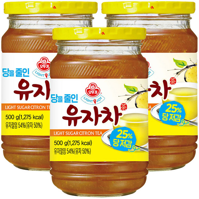 오뚜기 라이트 앤 조이 당을줄인 유자차, 500g, 1개입, 3개