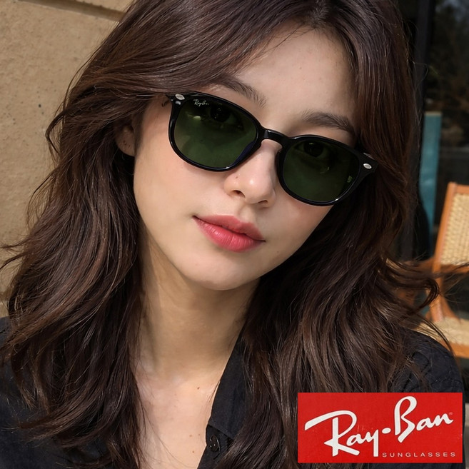 레이밴 선글라스 RB4258F-2868 블랙 그린 스퀘어 프레임