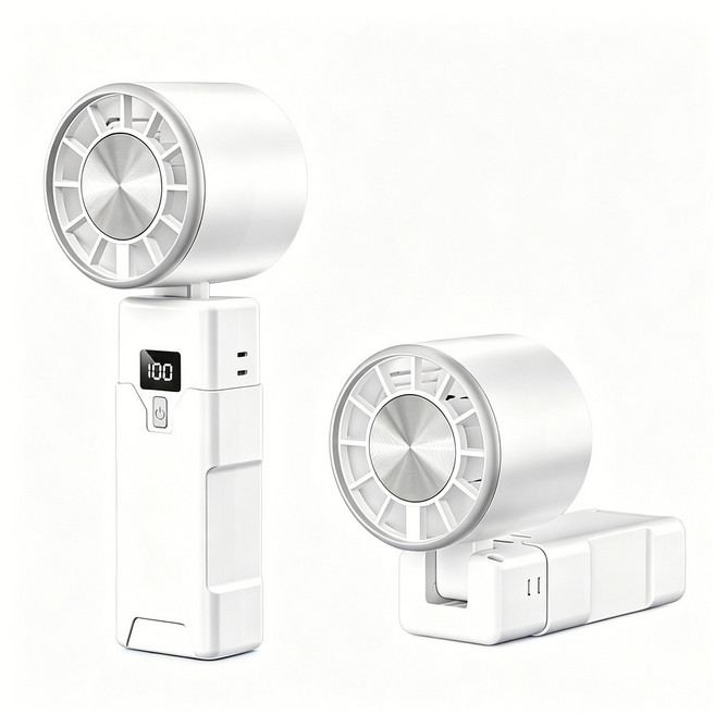 三合一手持風扇 5檔風速 Type-C充電, 白色+4小時定時關機, F15