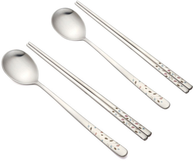 한국도자기리빙 올리비아 레이저 부부수저세트 2P, 1세트, 실버