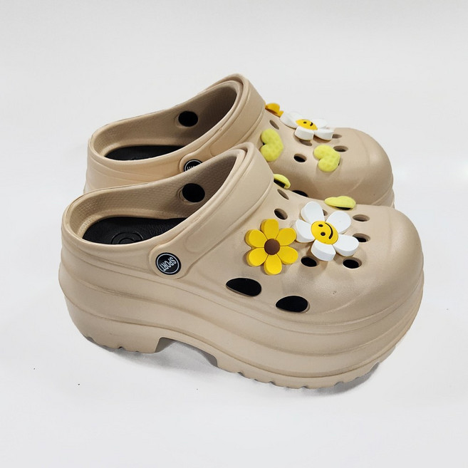곰돌이샵 7cm 통굽 스마일 꽃 EVA 키높이 샌들 슬리퍼 아쿠아 미용실 네일샵 사무실 클로그 슬리퍼