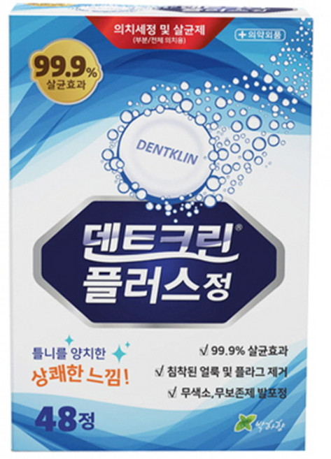 덴트크린 틀니세정제 48정 민트향 살균발포제 소독제 폴리덴트 나이트 의치 세정제, 48개입, 1개