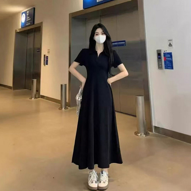 Veralool 여성 여름 휴양지 원피스 반팔 슬림핏 폴로 카라 여자 예쁜 롱원피스