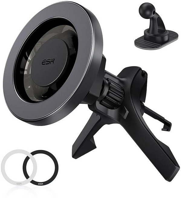 ESR 스마트폰 홀더 자동차 초강자력 magsafe 차량용 홀더 마그세이프 에어컨 루버/대시보드식 차량용 스마트폰 홀더 자동 위치 조절 강력 흡착 다각도 조정 출구 스마트폰 스탠드