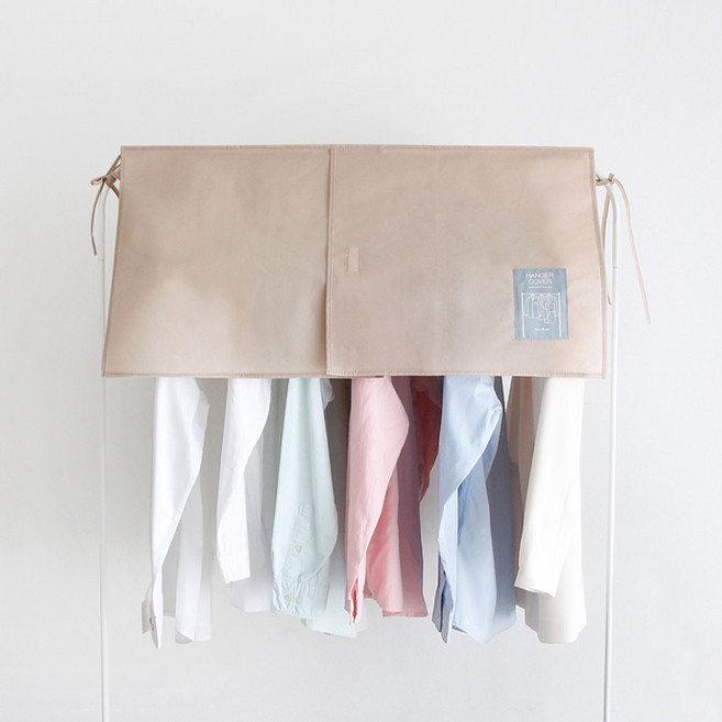 하우스플랜온 1+1 유니크 하프행거커버-베이지 어깨 덮개 먼지차단, 2개입, 1개