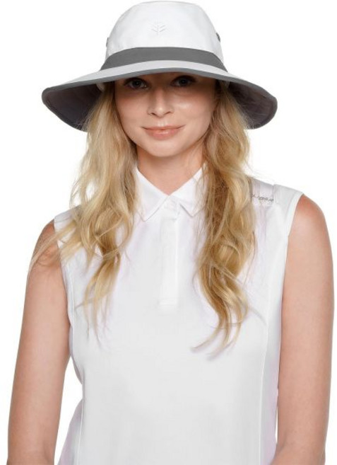 쿨리바르 UPF 50 남성 여성 매치플레이 골프 모자 - 선 프로텍티브, 크기가 큰, White/Carbon