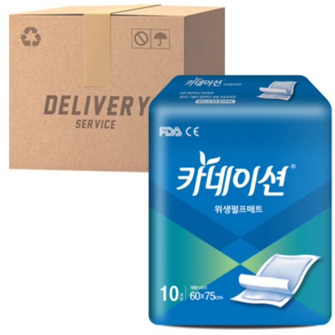 카네이션 위생매트 깔개매트 10매x10팩 (100매) 박스, 60 x 75cm, 10매입, 10개