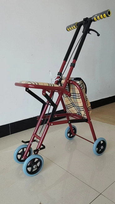 할머니유모차 휴대용 접이식 어르신 좌석휠체어 경량보행기, 1개