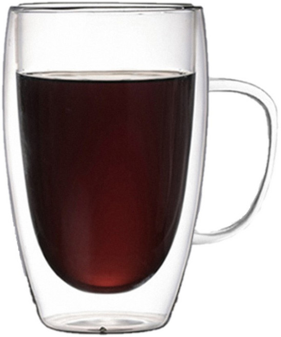 雙層玻璃杯 高硼矽玻璃咖啡杯, 150ml玻璃杯【有把】, 1個