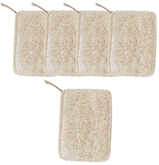 리빙메이드 천연수세미 루파 3겹 사각 제로웨이스트 8*11cm, 1개, 5개입