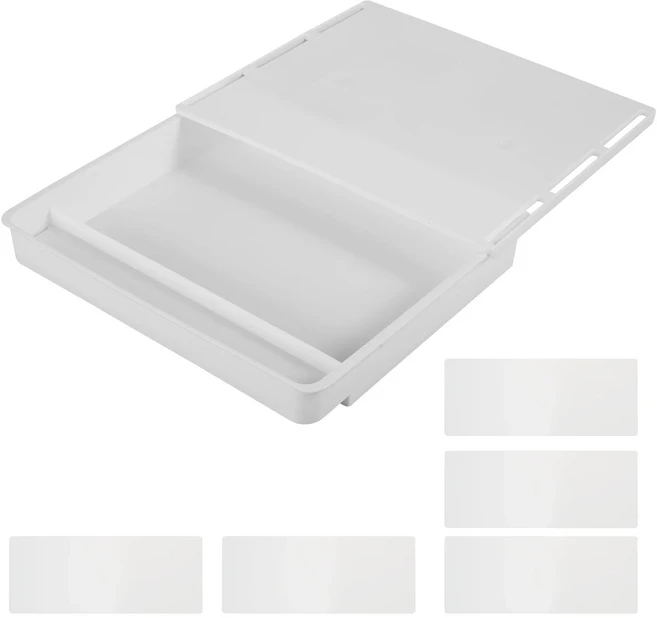 책상 서랍 아래 편지지 보관 상자 자체 접착 연필 트레이 사무실 주최자 홀더 대용량, 하얀색