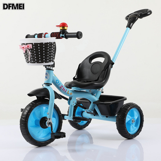 DFMEI 兒童三輪車摺疊腳踏1-3-6歲兒童自行車嬰兒手推車寶寶腳踏車單車, 1個, 1cm, 低配藍推把:參考詳情