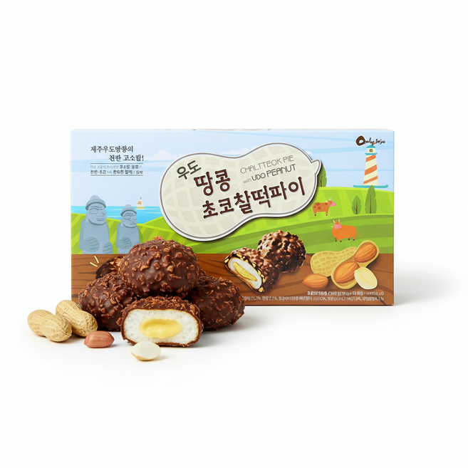 제주 우도땅콩초코찰떡파이, 2개, 360g